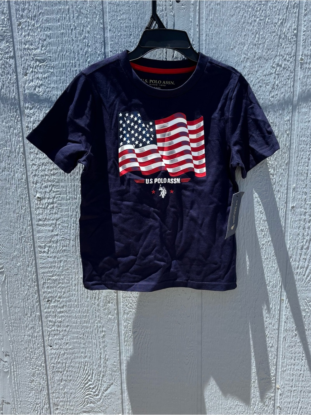 U.S. Polo Assn. Navy Tee with Red, White & Blue Flag Graphic